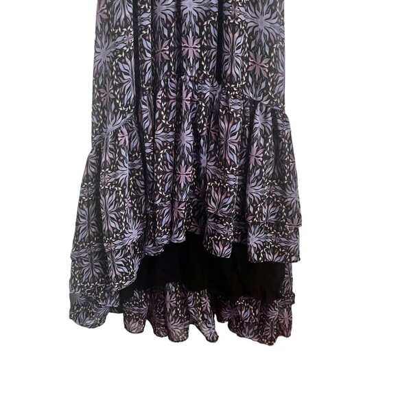 NEW ALLISON NEW YORK CELINE DRESS SMALL PURPLE BLACK FLORAL MAXI LONG SLEEVE - Picture 5 of 8